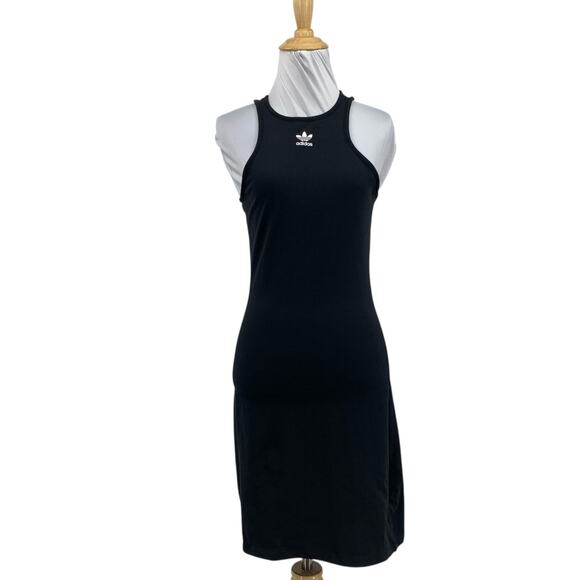 Adidas Tank Dress Womens M Medium Black Adicolor Essentials Racerback Mini - Picture 1 of 12